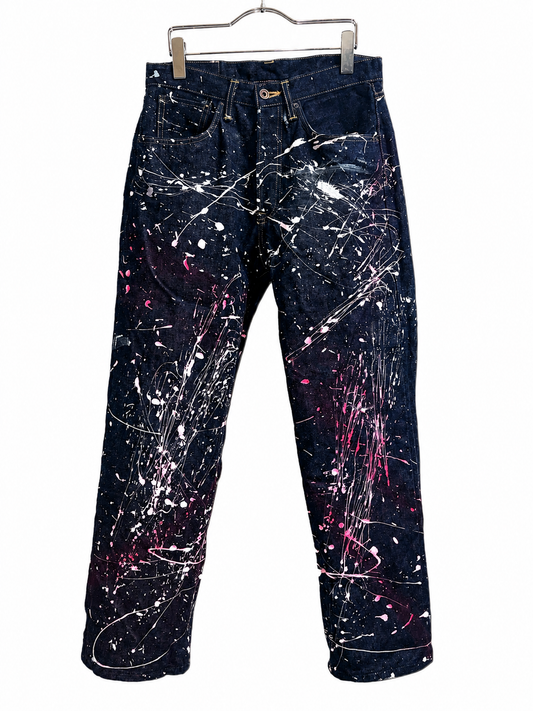 PT26001/Vintage EDWIN 505 Made in Japan Paint Splatter Selvedge Denim Jeans