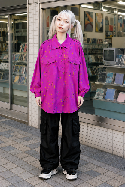 SH26018 / Oscar de la Renta 日本製 ピンク 抽象柄 プルオーバー