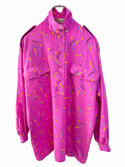SH26018 / Oscar de la Renta 日本製 ピンク 抽象柄 プルオーバー