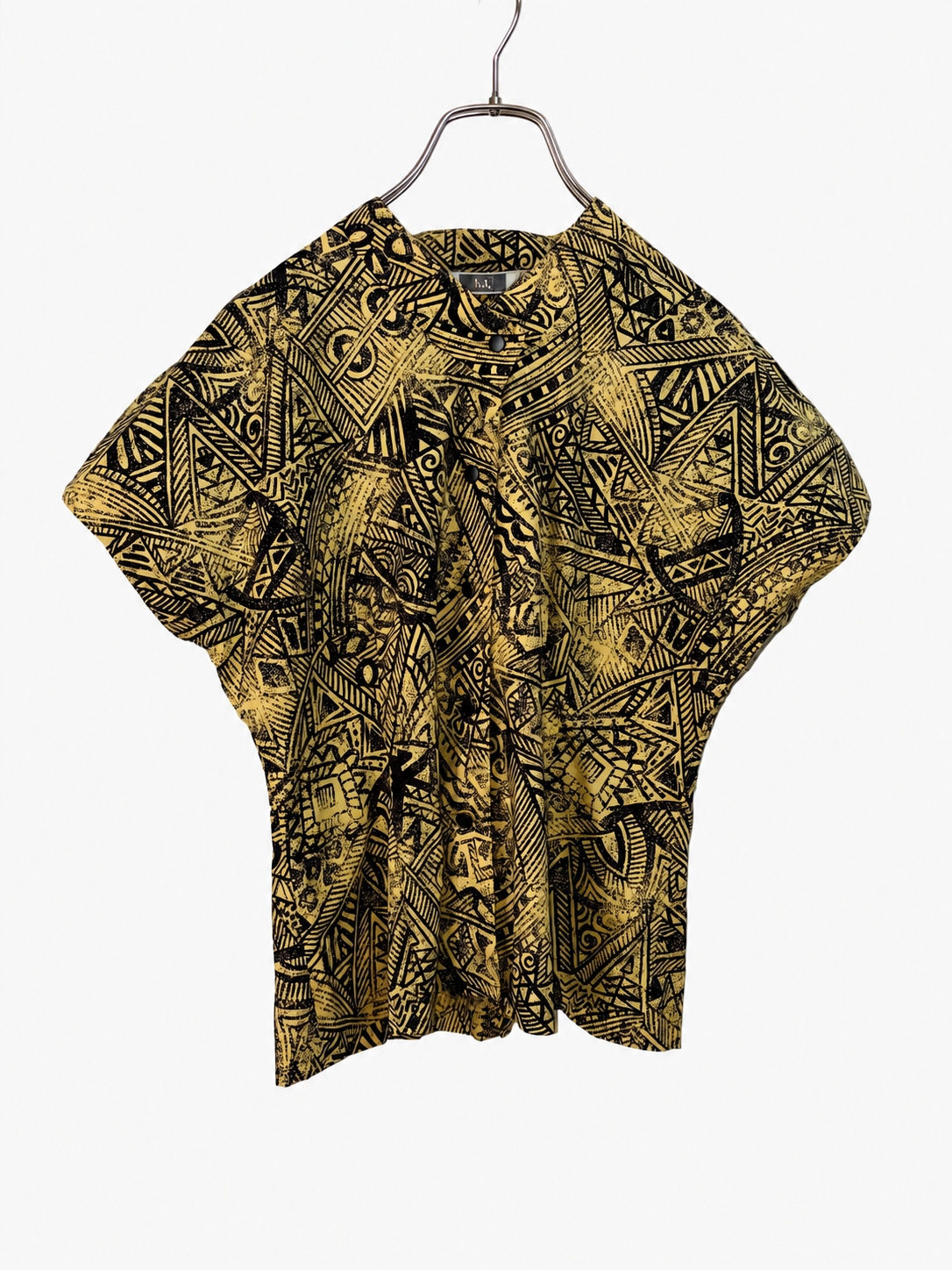 SH26009/Vintage Japanese Abstract Pattern Blouse – 90s Retro Cotton Shirt Made in Japan