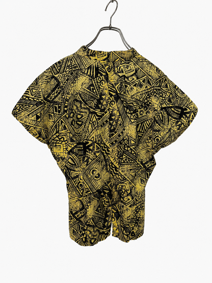 SH26009/Vintage Japanese Abstract Pattern Blouse – 90s Retro Cotton Shirt Made in Japan