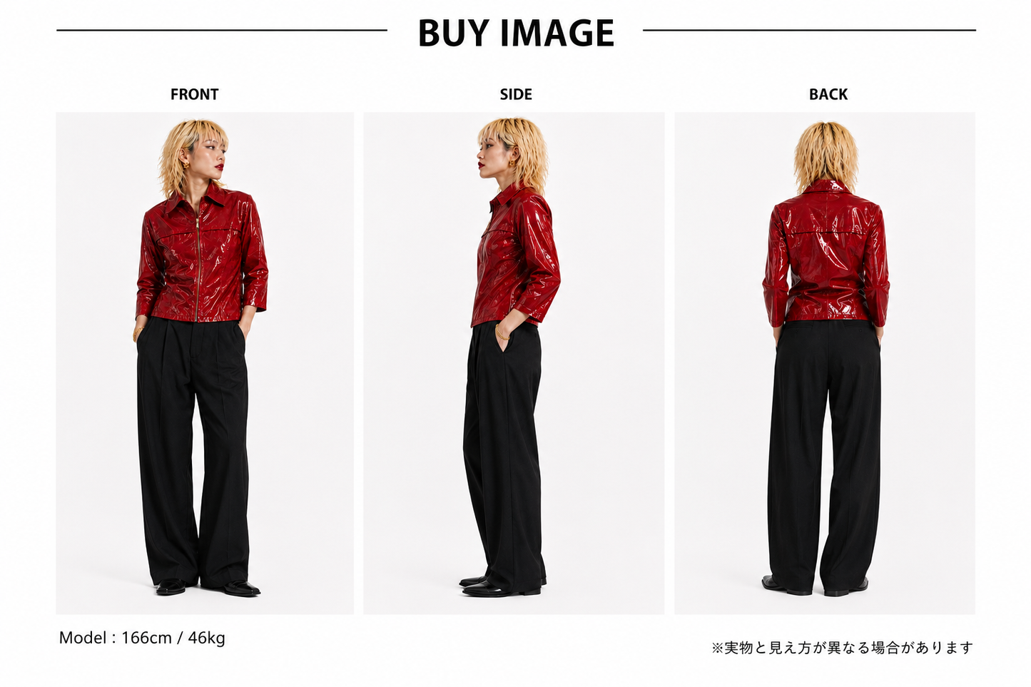 JK26002/Vintage Japanese Gloss Red Zip Jacket – Retro Shine Blouse Made in Japan