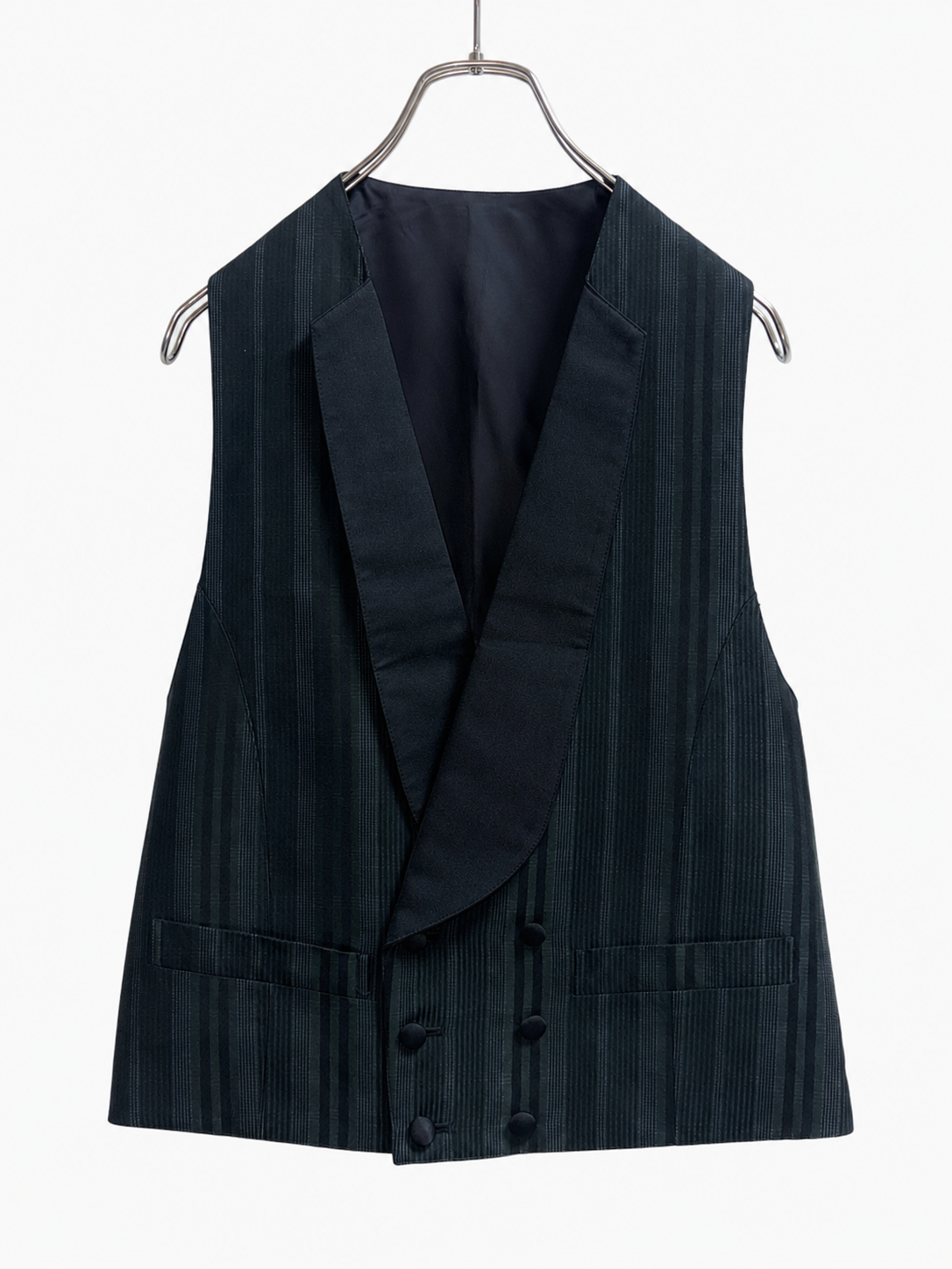 VE26001/Vintage Japanese Stripe Vest – 90s Silk Blend Layered Vest Made in Japan