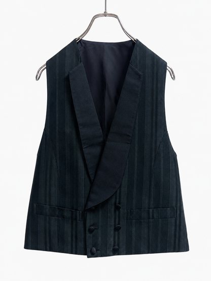 VE26001/Vintage Japanese Stripe Vest – 90s Silk Blend Layered Vest Made in Japan