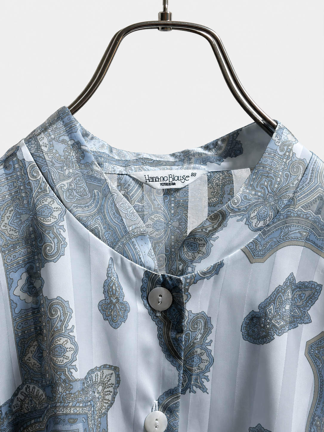 SH26003/Vintage Paisley Stripe Blouse – Made in Japan Sheer Polyester Blouse 1990s