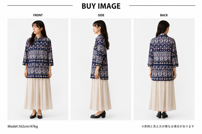 SH26016/Vintage Floral Long Shirt – Made in Japan Floral Pattern Long Shirt 1990s