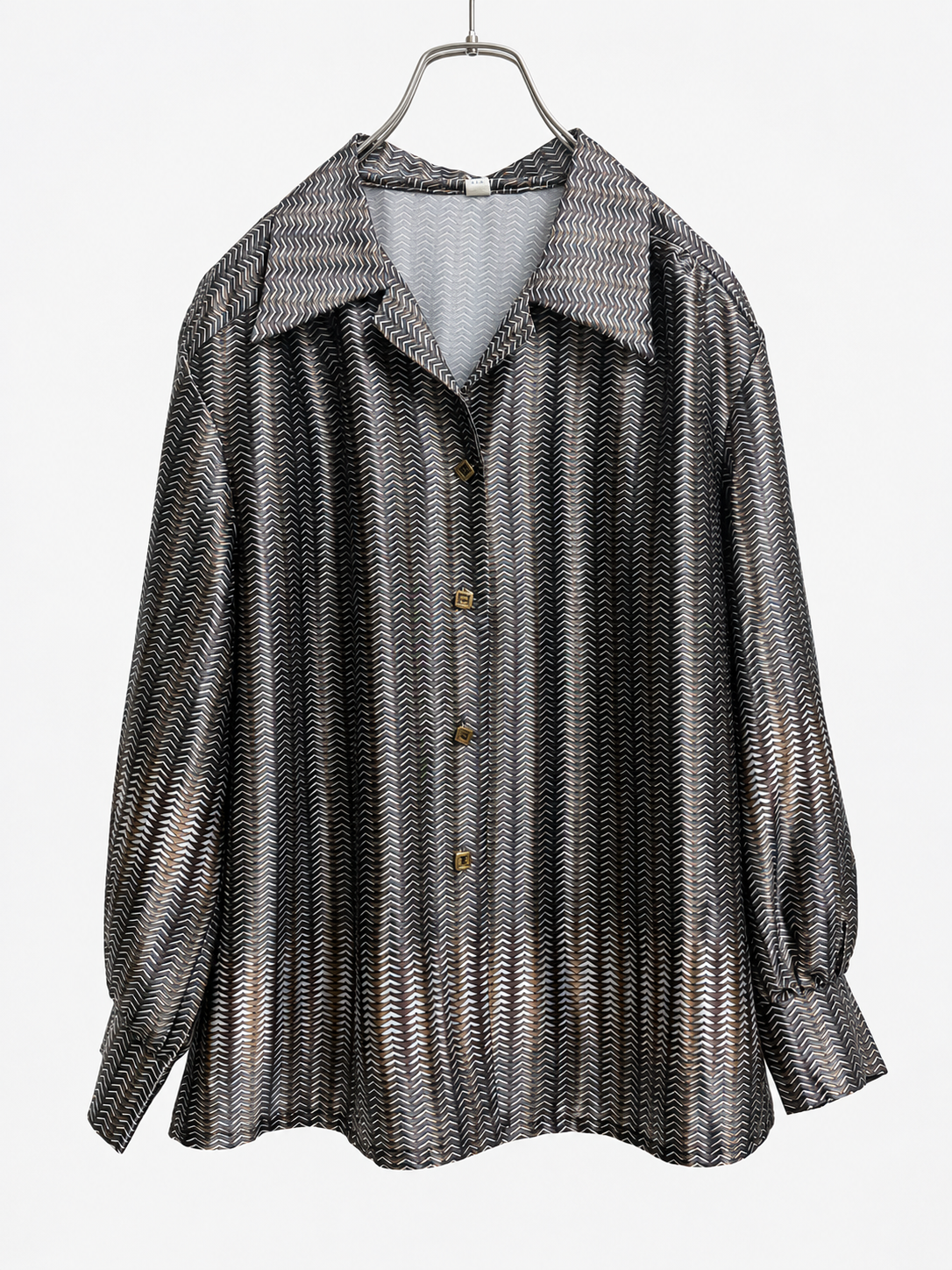 SH26014/Vintage Japanese Geometric Pattern Blouse – 1980s-1990s Abstract Design Made in Japan