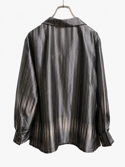 SH26014/Vintage Japanese Geometric Pattern Blouse – 1980s-1990s Abstract Design Made in Japan
