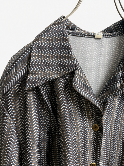 SH26014/Vintage Japanese Geometric Pattern Blouse – 1980s-1990s Abstract Design Made in Japan