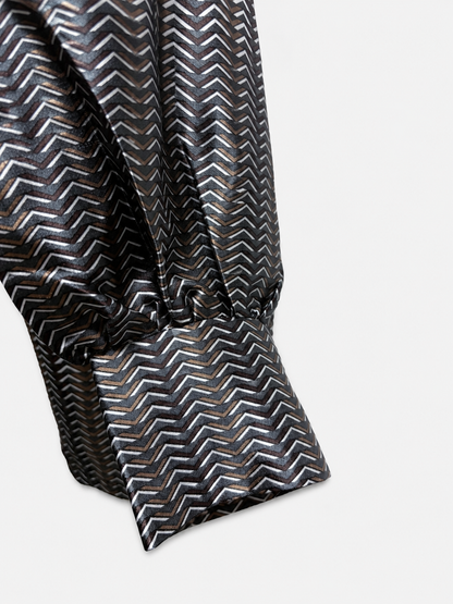 SH26014/Vintage Japanese Geometric Pattern Blouse – 1980s-1990s Abstract Design Made in Japan