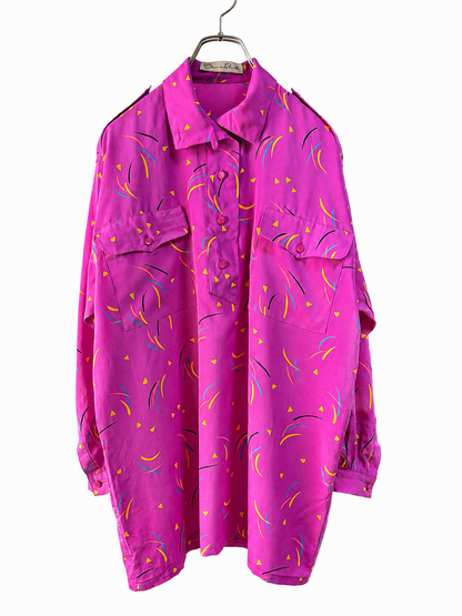 SH26018 / Oscar de la Renta 日本製 ピンク 抽象柄 プルオーバー
