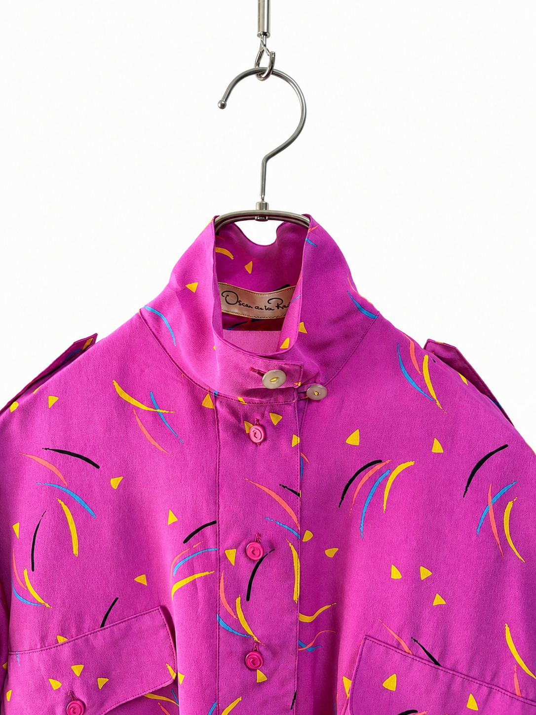 SH26018 / Oscar de la Renta 日本製 ピンク 抽象柄 プルオーバー