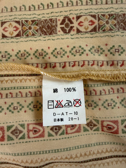 SH26002/Vintage Japanese Stripe Pattern Shirt – 90s Retro Beige Long Sleeve Shirt Made in Japan