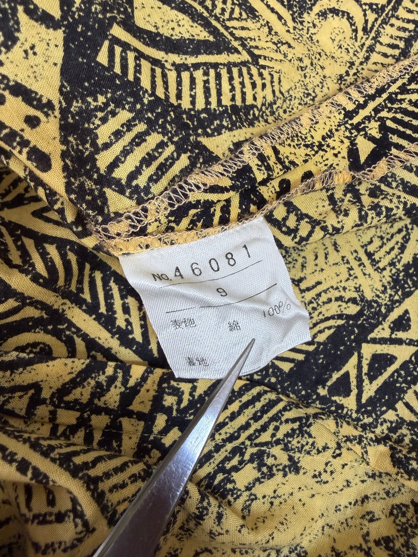 SH26009/Vintage Japanese Abstract Pattern Blouse – 90s Retro Cotton Shirt Made in Japan