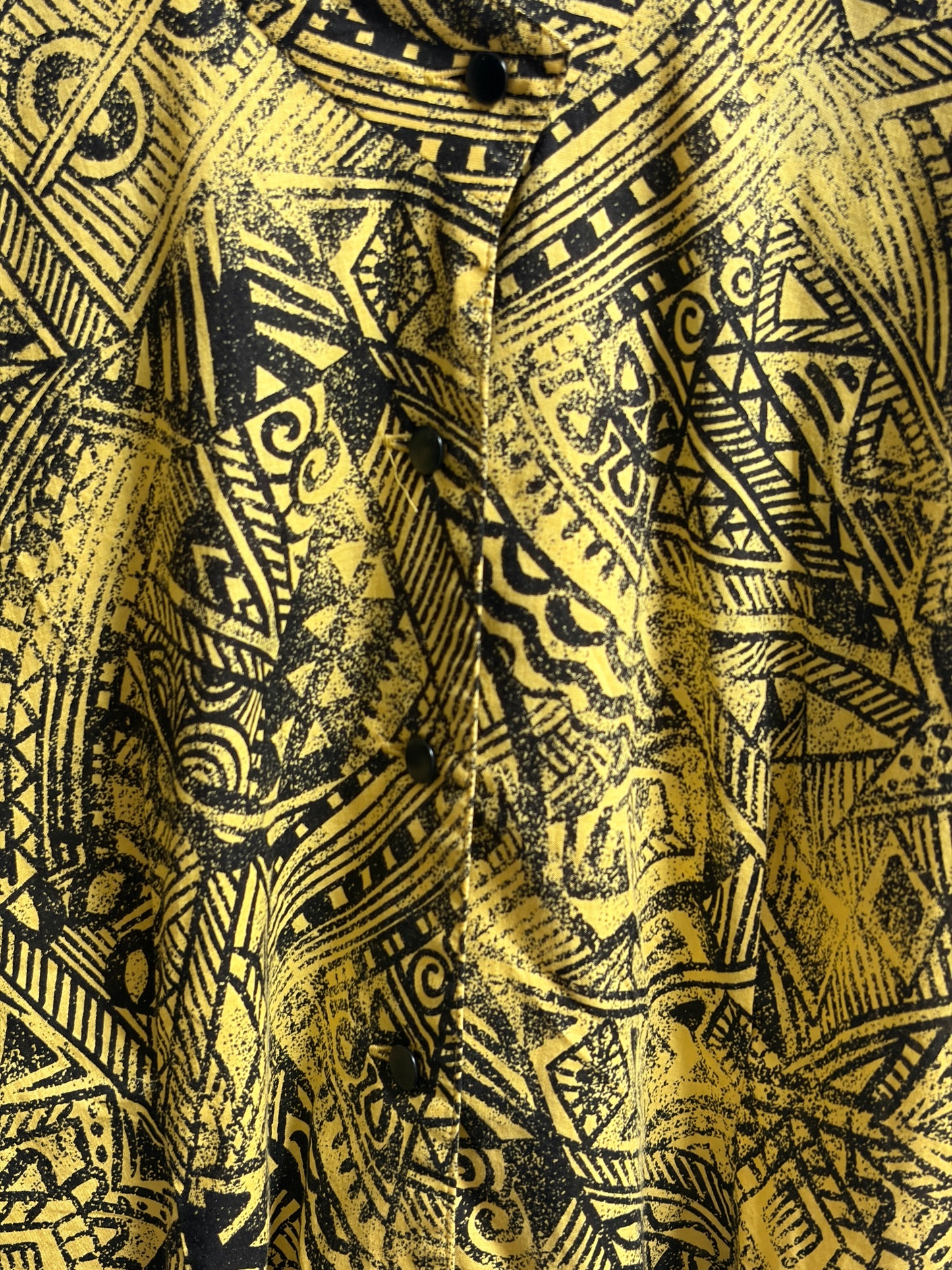 SH26009/Vintage Japanese Abstract Pattern Blouse – 90s Retro Cotton Shirt Made in Japan