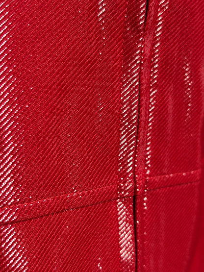 JK26002/Vintage Japanese Gloss Red Zip Jacket – Retro Shine Blouse Made in Japan