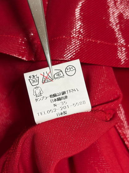 JK26002/Vintage Japanese Gloss Red Zip Jacket – Retro Shine Blouse Made in Japan