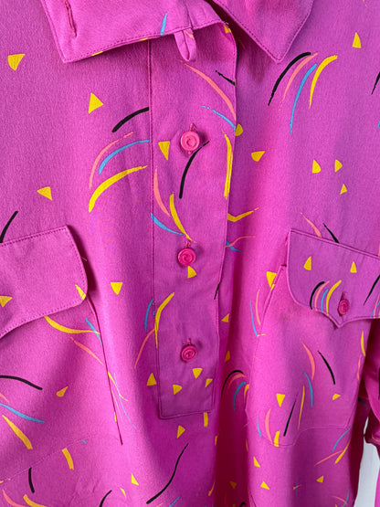 SH26018 / Oscar de la Renta 日本製 ピンク 抽象柄 プルオーバー